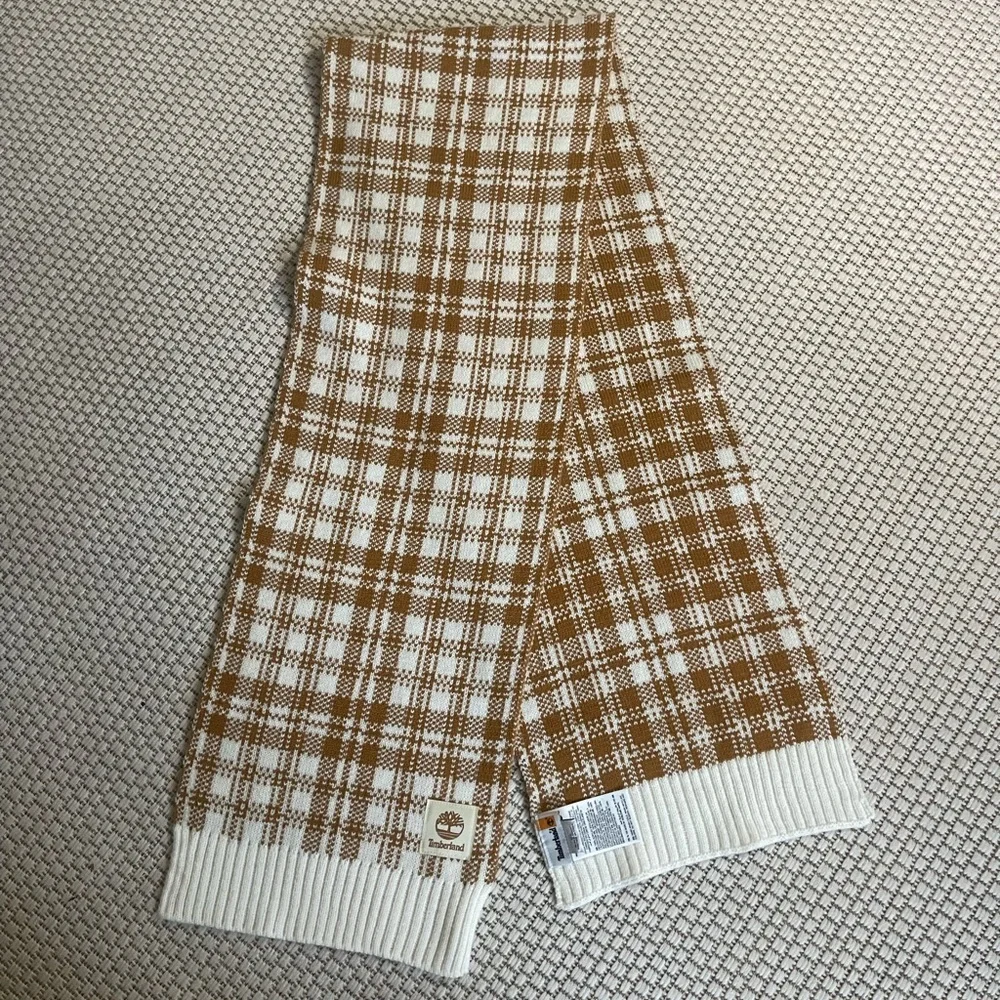 Timberland classic checkered tan white scarf